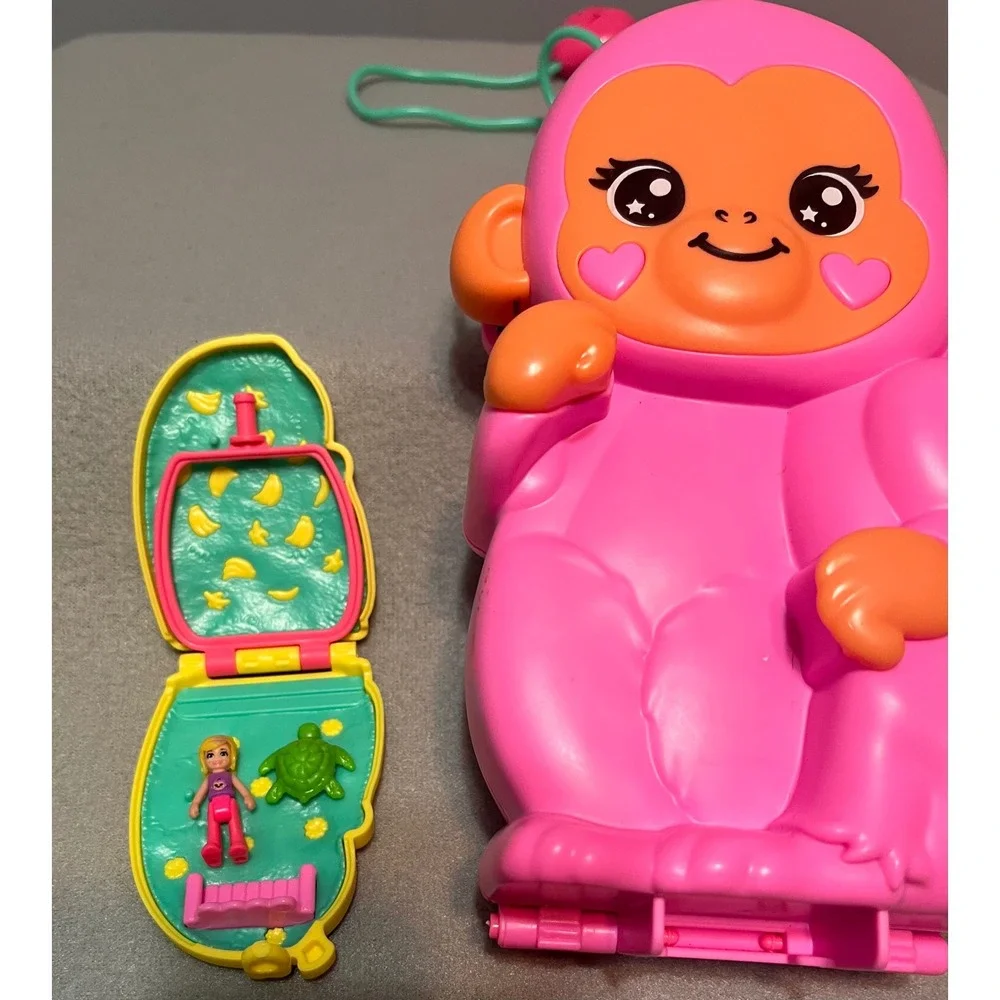 Mattel Polly Pocket Adventures in Rio 2 in 1 Momma Monkey & Baby Detachable-READ